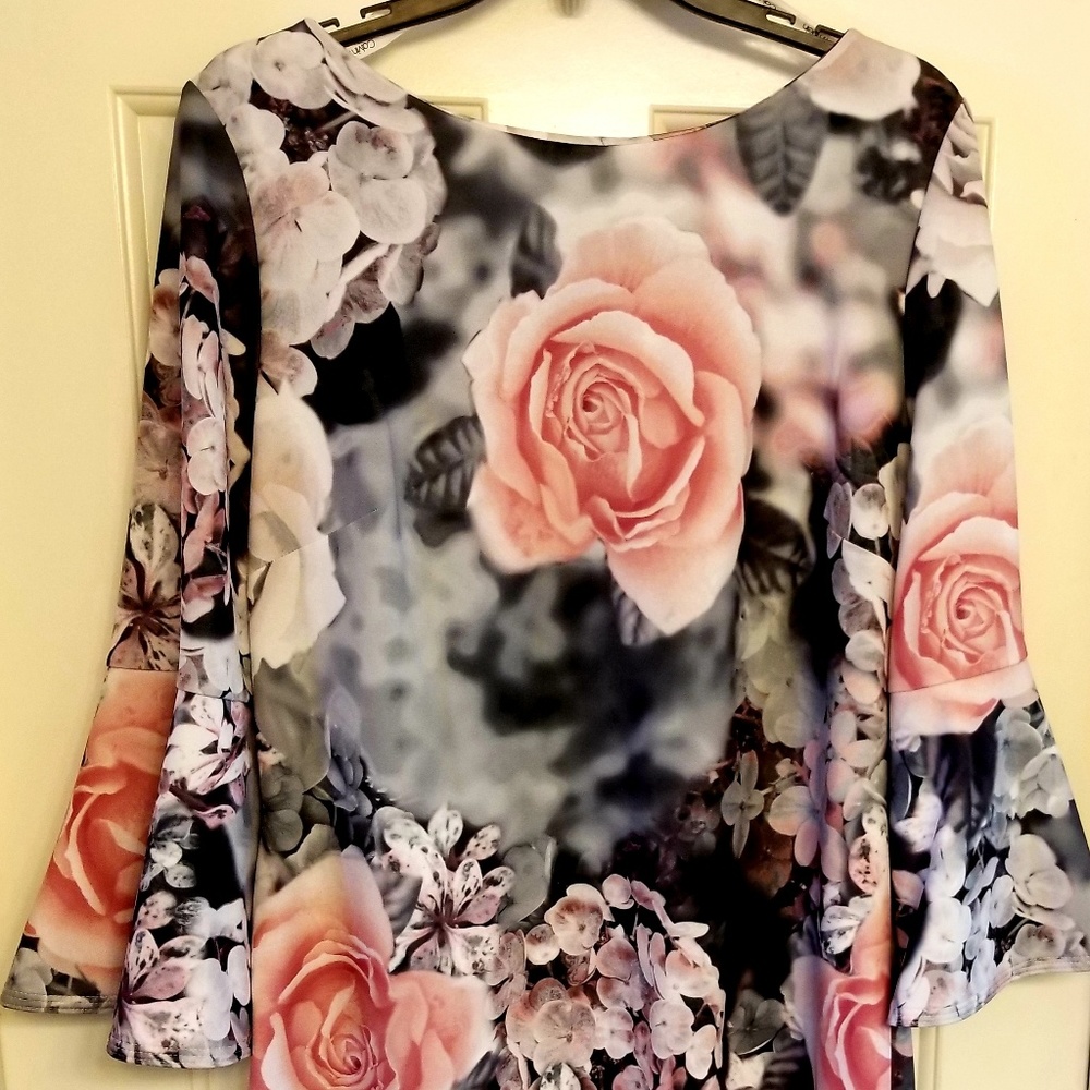 Calvin Klein Floral Bell Sleeve Sheath Dress 14